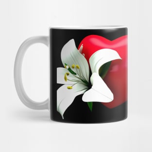 3D Look Artificial Intelligence Art Saint Josephs Heart with a White Lily Mug